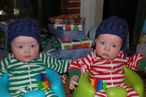 Harry & Ian wearing their Christmas hats